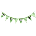 Soccer theme party triangle bunting banner with football prints and green white stripes - Triangle Banner (10 Pack)