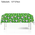 Green soccer theme party tablecloth with striped patterns and footballs 137x274cm - Green Soccer Tablecloth (137*274cm)