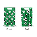Front and back view of green soccer theme party gift bags with stadium and star patterns - Green Soccer Theme Gift Bags (10 Pieces)