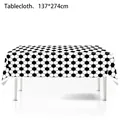 Rectangular soccer theme tablecloth with black and white honeycomb pattern, 137x274cm - Black and White Soccer Tablecloth