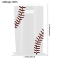 Lot de 10 sacs cadeaux thème baseball avec coutures rouges, dimensions 17x25cm - Baseball blanc