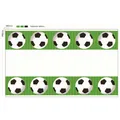 Soccer theme party tablecloth featuring green stripes and ball patterns, 180x108cm - Soccer Tablecloth (108*180CM)