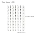Set of 10 white paper straws with black soccer pattern for themed birthday parties - Soccer Straws (10 Pack)
