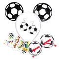 Dettagli del set da festa calcio con fascia, occhiali, orecchini e carta della vittoria - Cerchietto bianco rotondo Occhiali Tatuaggi Orecchini