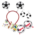 Set accessori festa calcio con cerchietto, occhiali, orecchini e adesivo della vittoria - Cerchietto rosso rotondo Occhiali Tatuaggi Orecchini