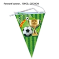 Detail of soccer party pennant banner with Goal text, trophy, and 20x29cm size spec - Soccer Pennant Banner