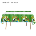 Green soccer theme party tablecloth with trophies and goals measures 108x180cm - Soccer Field Texture Tablecloth