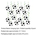 Green hanging swirl decorations with black and white football soccer ball charms - Hanging Swirls (6 Pack)