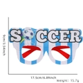 Soccer party glasses with blue and white stripes and red frames for football fans - Soccer Blue White