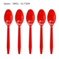 Pack de 10 cucharas de plástico rojas para fiestas de fútbol, 16,1x3 cm - Cucharas de Navidad rojas
