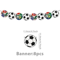 Soccer theme party banner with 8 pieces of goal and trophy circular card decorations - Soccer Banner