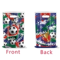 Soccer party gift bags with artistic trophy design and goal text, front and back views - Gift Bags (Soccer)