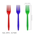 Set of 24 colorful plastic forks in red, blue, and green for football party decoration - Dinner Fork