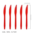 Lot de 10 couteaux en plastique rouge pour fête de football avec manche antidérapant - Couteaux en Plastique Rouge 10PCS
