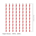 10 Stück rot-weiß gestreifte Trinkhalme aus Papier für Partys, Länge 20cm 7.9 Zoll - Strohhalme 10 Stück
