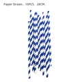 Set of 10 blue and white spiral paper straws for party decorations 20cm length - 10pcs Blue Striped Straws