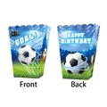 Soccer party popcorn boxes with goal and trophy designs for birthday celebrations - Party Gift Boxes