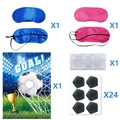 Football party game set with eye masks, goal poster and 24 soccer stickers - Party Game Set