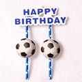 Football theme Happy Birthday cake topper with blue polka dot straws decoration - Birthday Cake Topper / 1 Piece