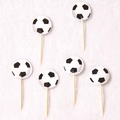 Set of 6 soccer ball themed cupcake toppers for sports birthday party decoration - Toothpick Flags / 10 Pieces Pack