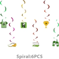 6PCS soccer party hanging swirls with jerseys, trophies, and football designs - Swirl Decorations