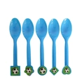 Blue plastic spoons with soccer theme design for birthday party supplies - Plastic Spoons / 10 Pieces Pack