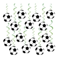 Soccer party hanging decorations set with green swirls and classic football pendants - Soccer Hanging Swirls
