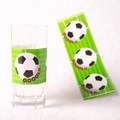Soccer theme birthday party cup labels with Goool text on green striped background - Water Bottle Labels / 1 Piece