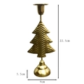 Golden Christmas tree metal candle holder with wave pattern and 22.5cm height - Tall Wavy Christmas Tree / Gold