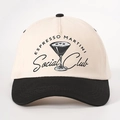Two-tone Espresso Martini Social Club baseball cap with cream crown and black curved brim - Beige and Black