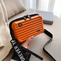 Orange PC hardshell mini suitcase crossbody bag with Forever Young strap detailing - Orange