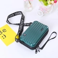 Dark green PC hard shell crossbody wash bag with embossed stripes and adjustable strap - Army Green