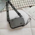 Silver-grey PC hard shell crossbody wash bag with striped texture and FY logo - Iron Grey
