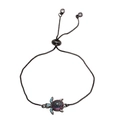 Adjustable gunmetal sea turtle bracelet with vibrant multi-colored cubic zirconia stones - Gunmetal
