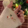 Weihnachts-Ohrringe Set mit Weihnachtsmann und Rentier Motiven auf weißem Strick - Weihnachtsmann Baum Geschenkbox Rentier Set (1710)