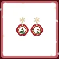 Weihnachtliche Schleifen und Sterne Ohrringe mit rotem Filz und Tannenbaum Details - Weihnachtsbaum Zuckerstange Asymmetrische Ohrringe (7087)