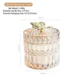Amber embossed glass storage jar with a gold butterfly handle, small size ornament - Amber Small Butterfly Storage Jar
