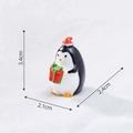 Miniature Christmas penguin figurine with red hat and gift box, size 3.4x2.1cm - Penguin Holding Gift Box