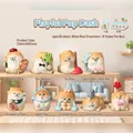 Set of 9 Shiba Inu blind box figurines with wood texture finish on a display shelf - A002 Cute Pets Rush Forward Box 8 / Whole Box