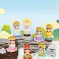 Set of 7 colorful Q-version Mazu resin statues with intricate golden crown details - 3239 Goddess Please Manifest Your Power! Box 6 / Whole Box