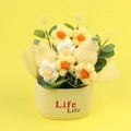Handgefertigte gehäkelte Sonnenblume und Birne im weißen Topf mit Life Life Dekor - Birnen Blumentube (Life Topf)