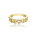 Anillo de eslabones cubanos en plata 925 dorada con circonitas y reflejo profesional - Dorado / US 6