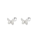 925 silver butterfly stud earrings with sparkling cubic zirconia and ball-back closure - Hollow Butterfly (Pair) / Silver