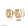 Detailed view of gold plated huggie earrings with cubic zirconia and wavy edges - Eh241