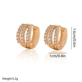 Three-row gold zircon hoop earrings with dimensions 1.6cm by 1cm and weight 5.2g - Eh261