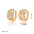 Detail view of gold plated hoop earrings with zircon, size 1.7cm by 1.1cm, weighing 4.5g - Eh246
