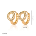 Gold-plated oval geometric earrings for women with white cubic zirconia micro-pave - Eh248