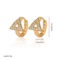 Detail of gold geometric triangle earrings with dimensions 1.5cm by 1.2cm and zircon inlay - EH250