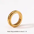 Goldener Tubogas Spiralring aus 18k vergoldetem Edelstahl, verfügbar in den Größen 6 7 8 - Größe 6 / Tubogas Spiralstil (JC-24312-7-5) / Gold