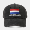 Premium black baseball cap with Netherlands flag embroidery for sports fans and sunshade - Adjustable / Netherlands Flag (Black)